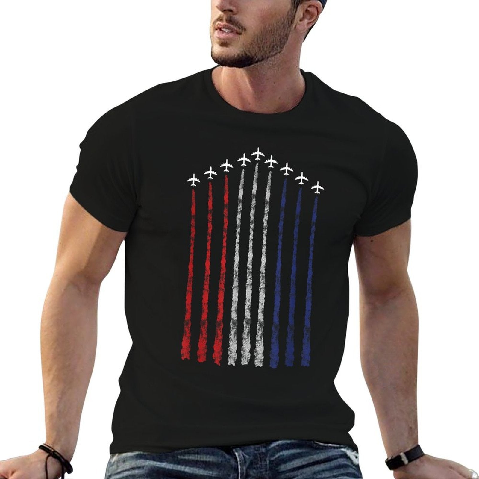 American USA Fighter Jet Con Trail  Versatile T-Shirt