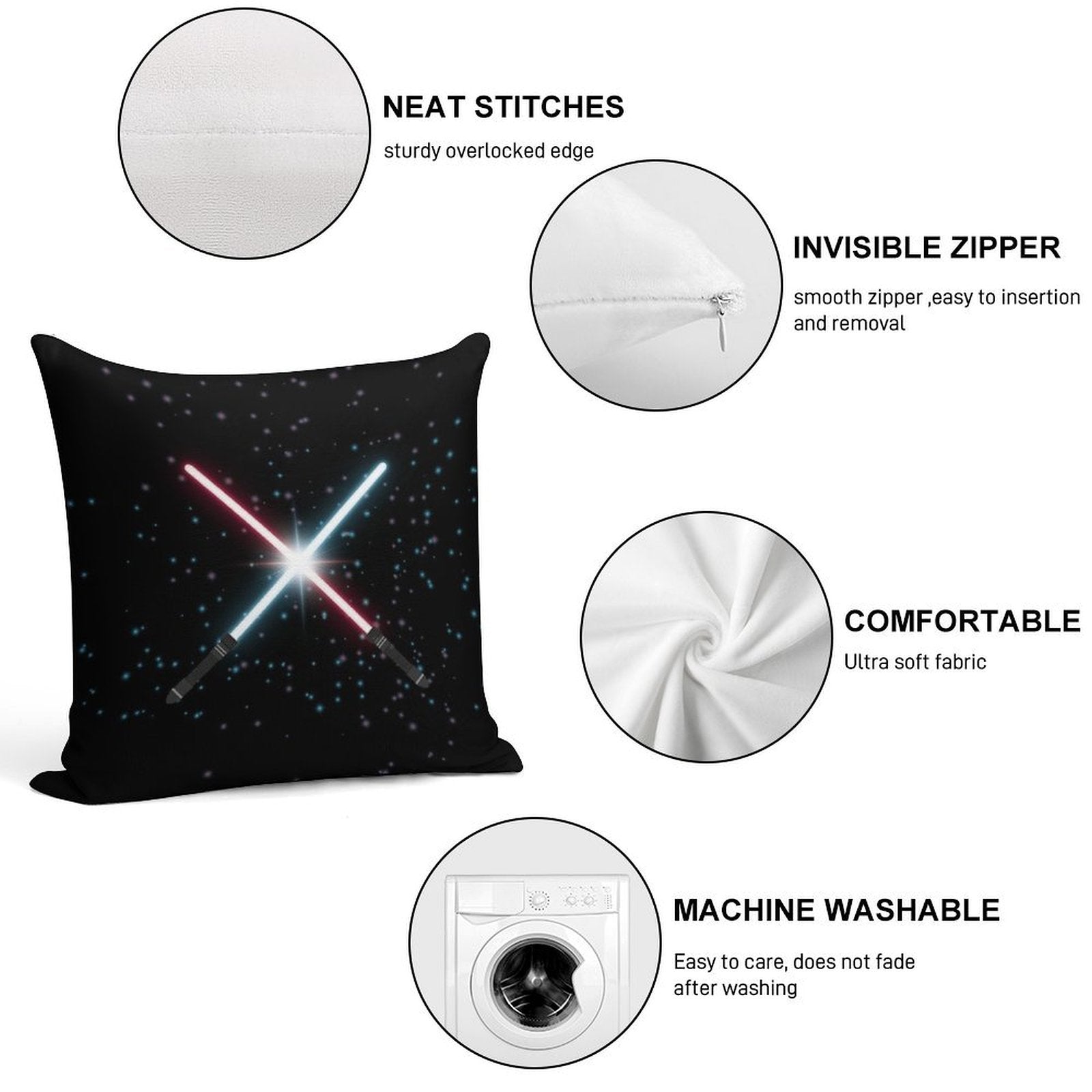 Lightsaber Stardust Soft Luxury Feel Throw Pillow