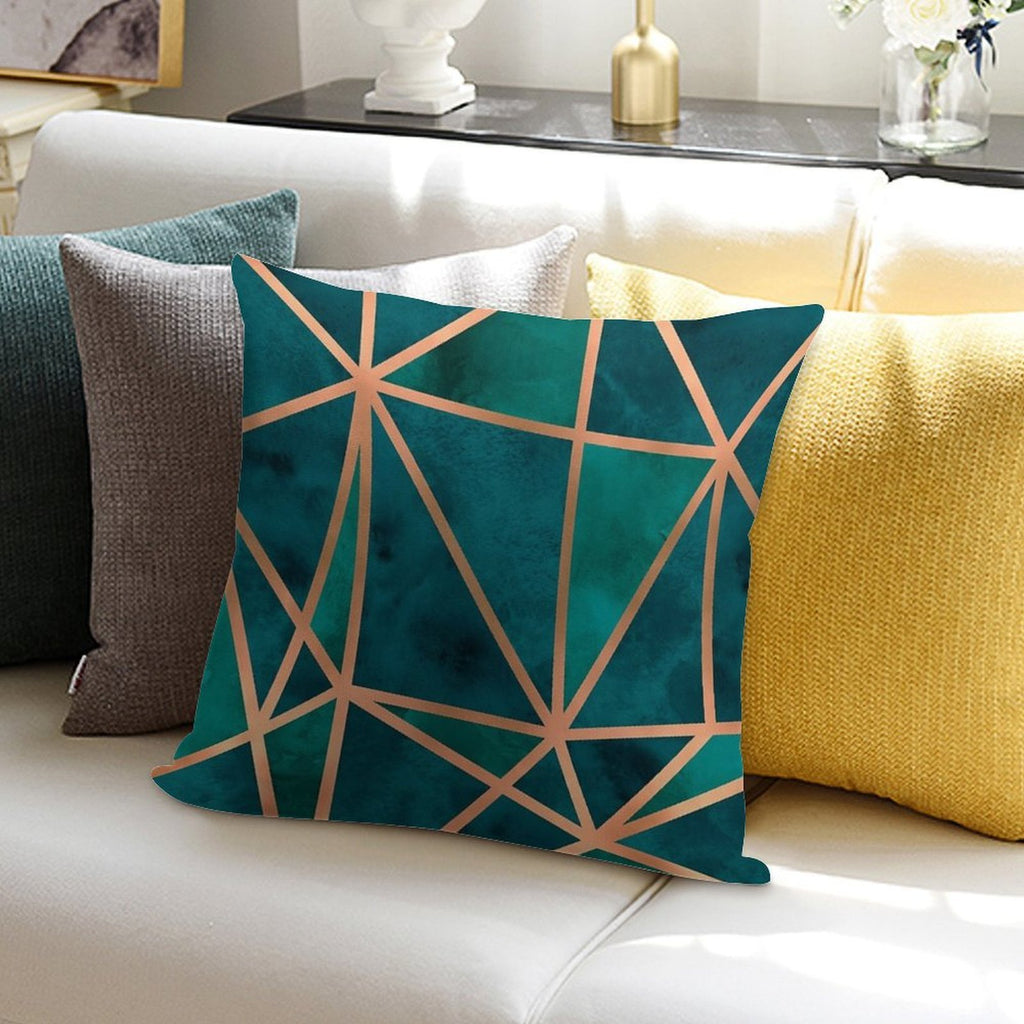 Copper And Emerald Geometric Design Soft Ultra-Soft Texture Throw Pillow