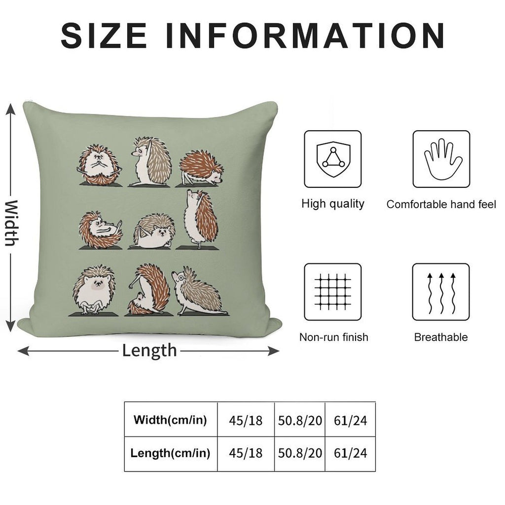 Hedgehog Yoga Soft Multiple Sizes Throw Pillow