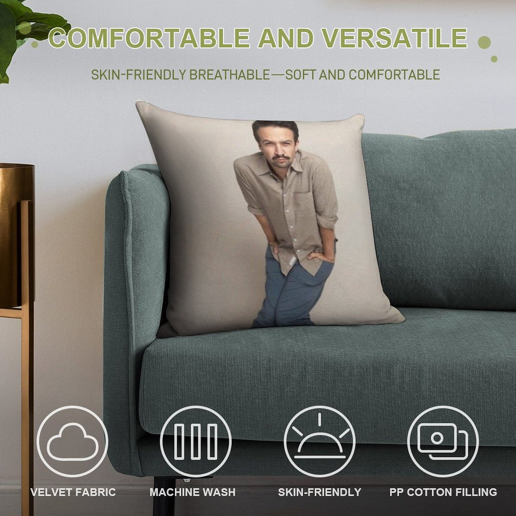 Quirky Lin Manuel Miranda Soft Short Plush Fabric Throw Pillow