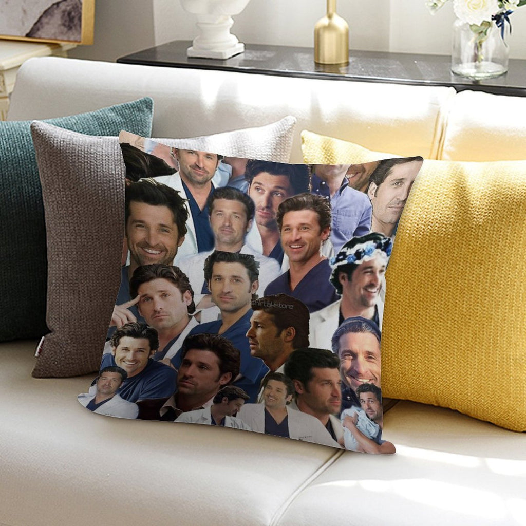 Patrick Dempsey Photo Collage Soft Hidden Zipper Throw Pillow
