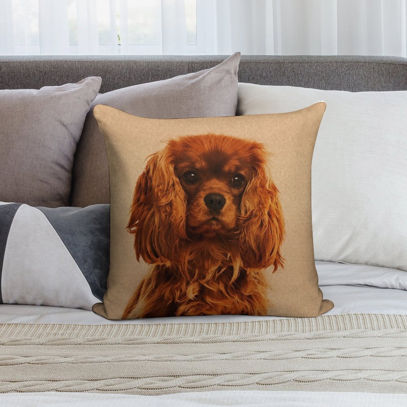 Cavalier King Charles Spaniel Soft Multiple Sizes Throw Pillow