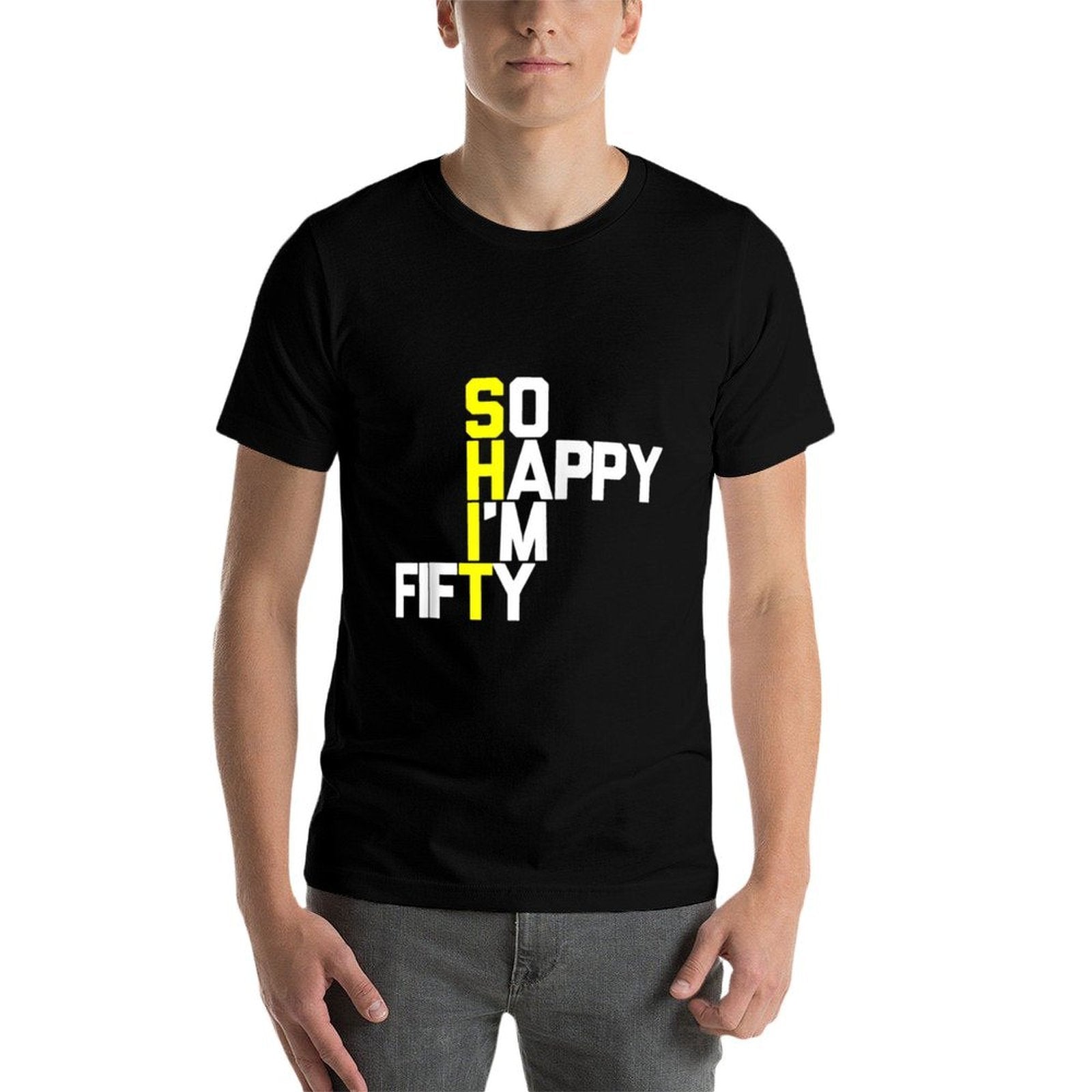 50th Birthday So Happy I'm 50 - Funny 50th Birthday Raglan Baseball  Ribbed Collar T-Shirt