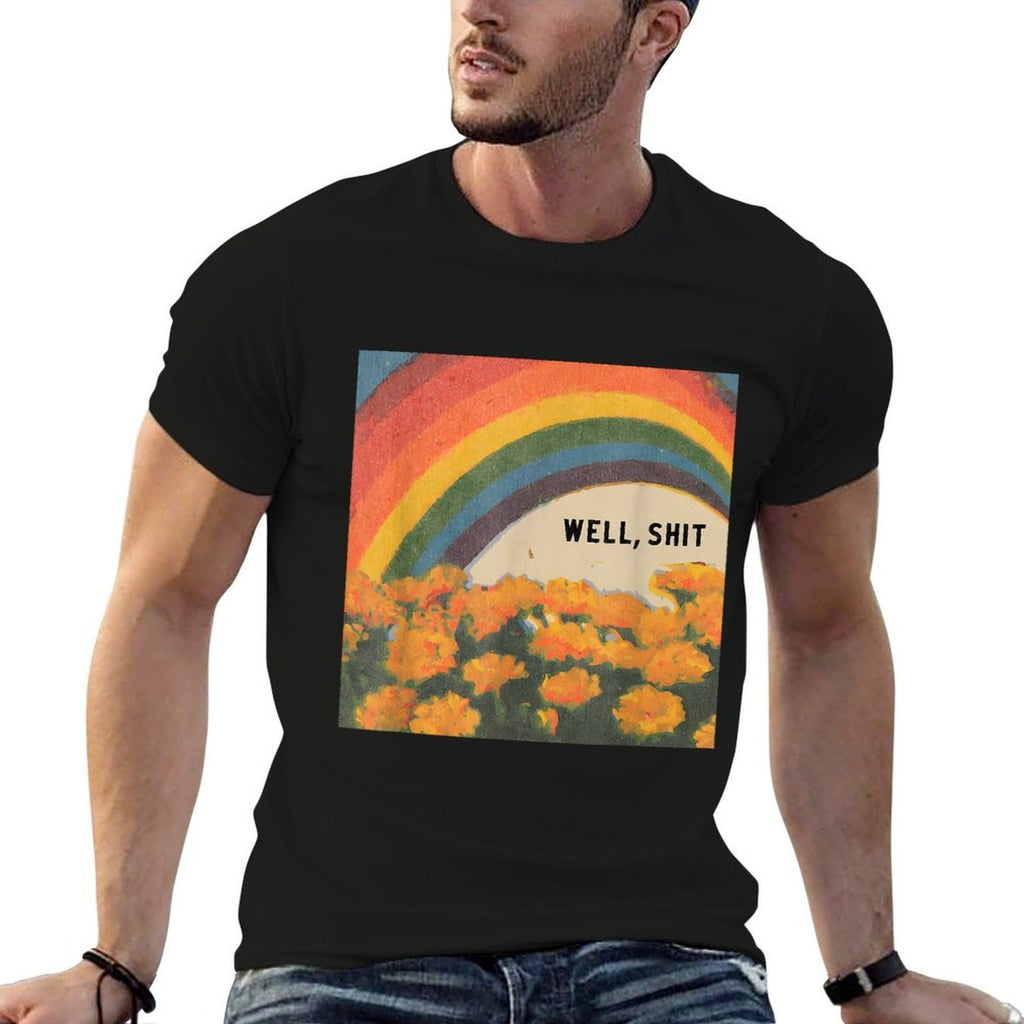 Well Shit Retro Fun Rainbow Floral Art Print  High-quality Stitching T-Shirt