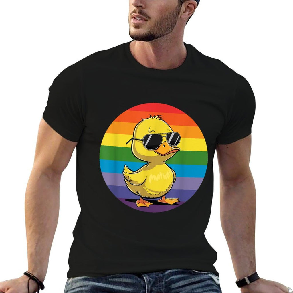 Cool Retro Yellow Duck in Sunglasses 70s 80s 90s Funny  Summer-ready Fabric T-Shirt
