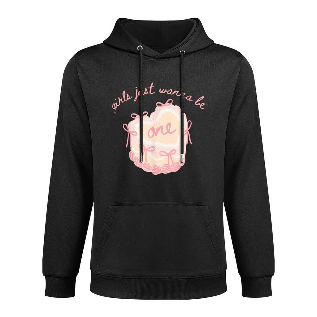 Girls Just Wanna Be One First Birthday Pink Bow 1st Birthday Machine Washable Hoodie