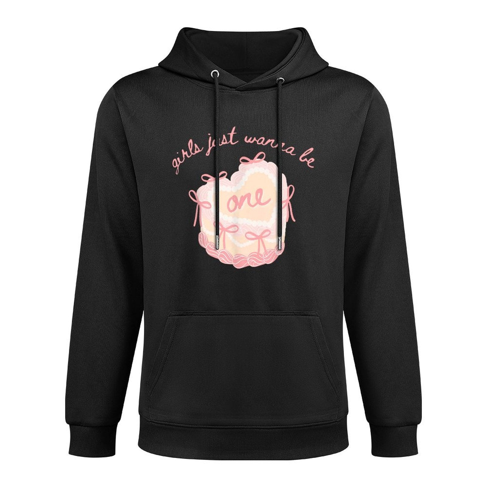 Girls Just Wanna Be One First Birthday Pink Bow 1st Birthday Machine Washable Hoodie