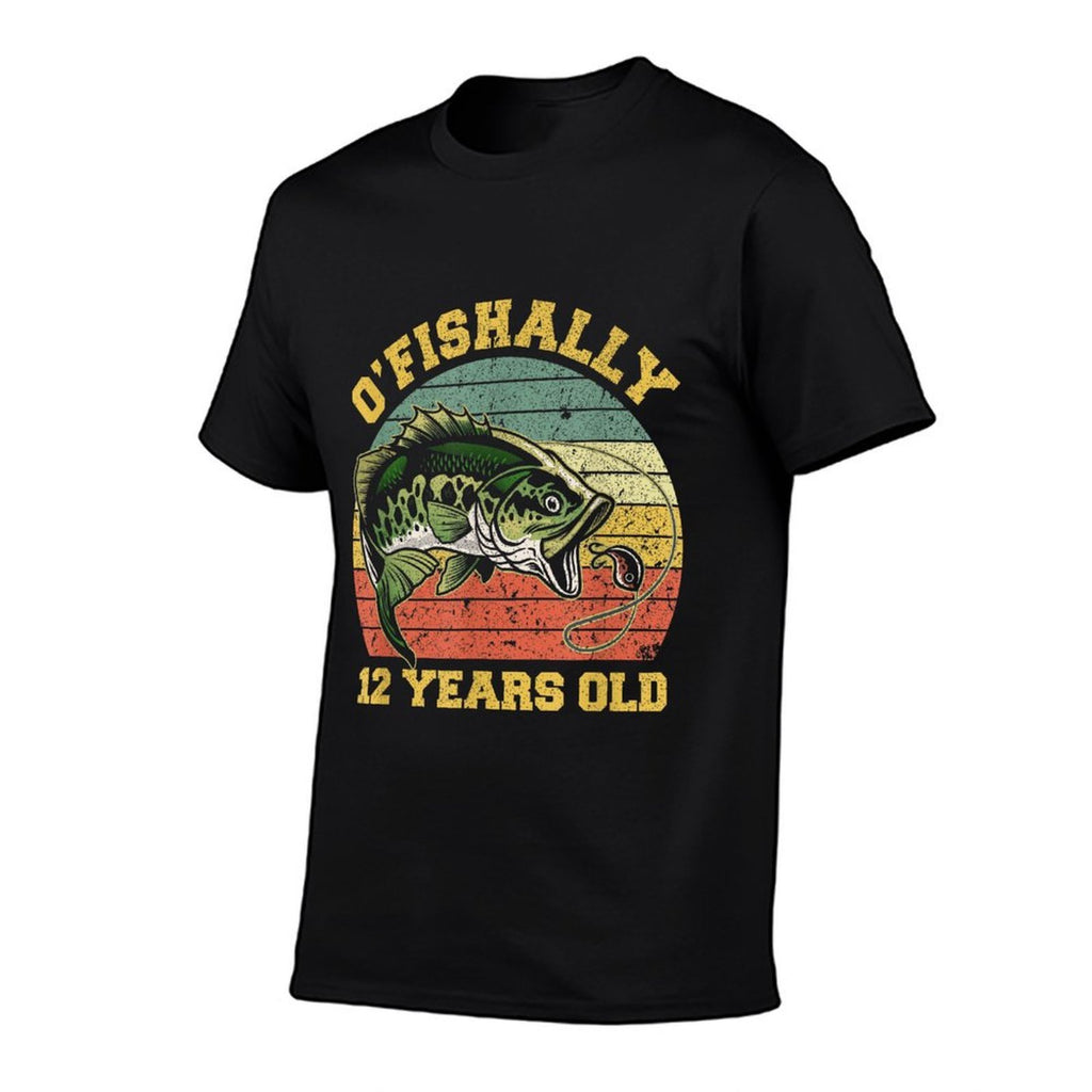 O'Fishally 12 Years Old Fishing Birthday Theme Party 12th  Oversized Silhouette T-Shirt