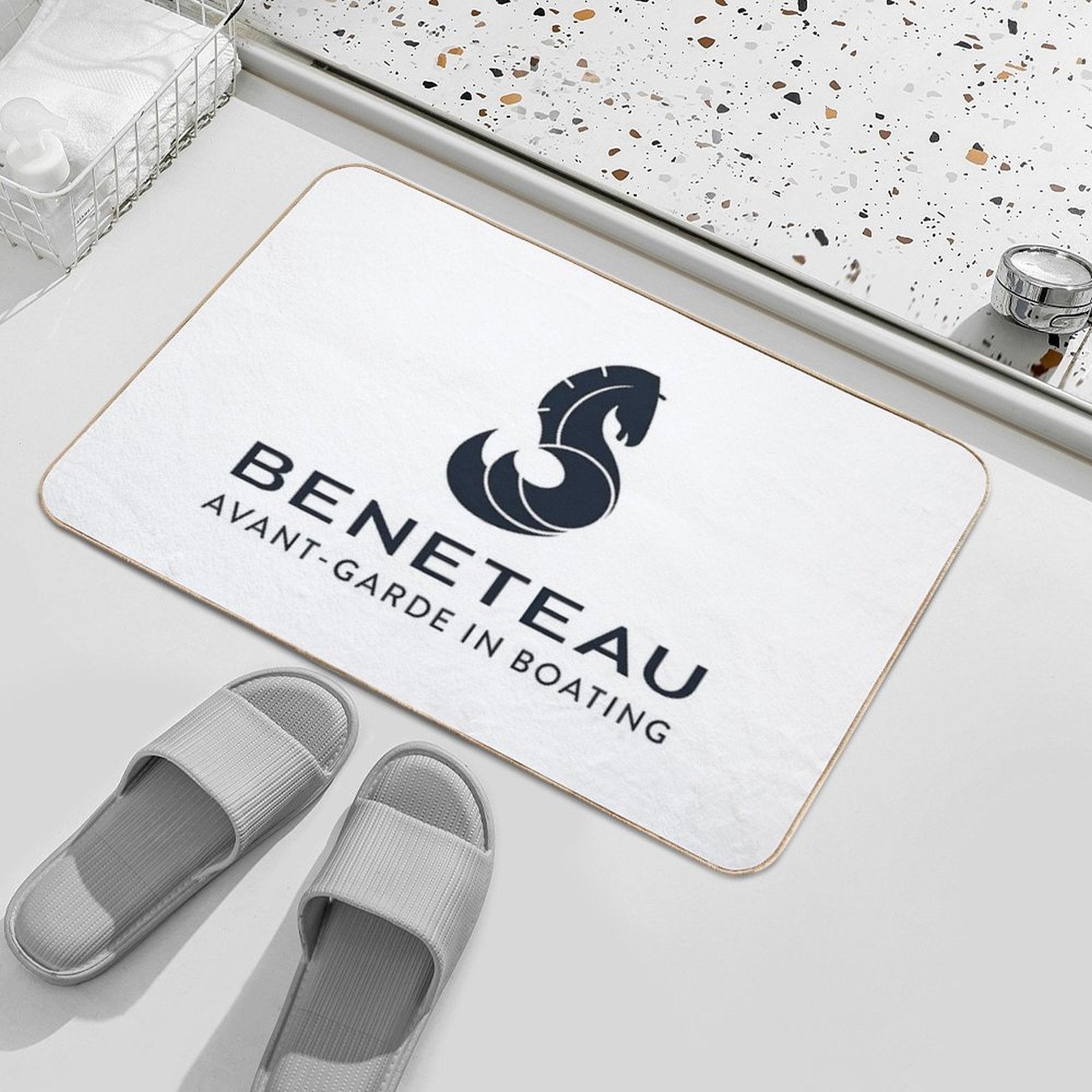 Beneteau Yachts Logo Fishing Boats  Easy Maintenance Bath Mat