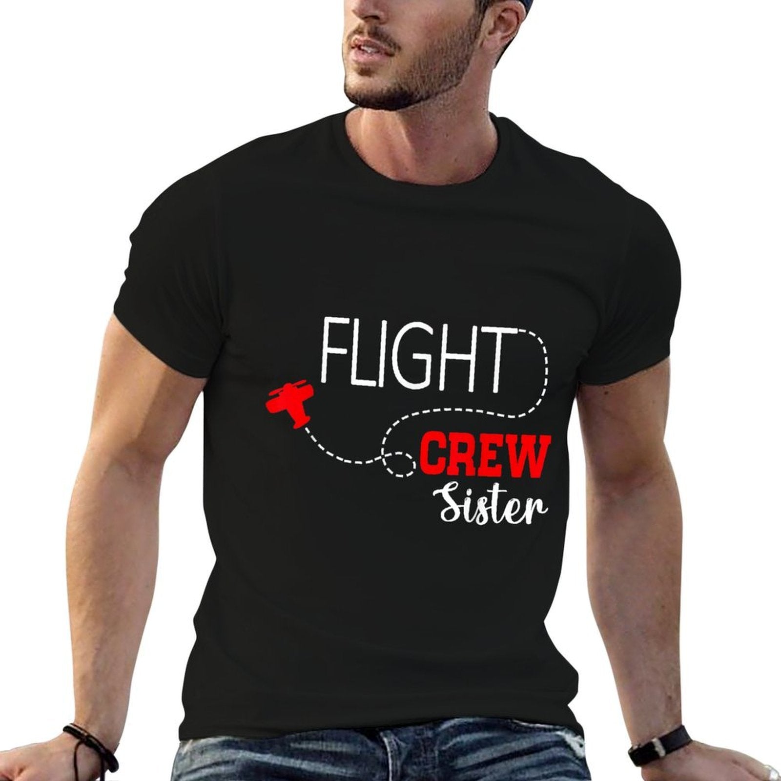 Flight Crew Airplane 1st Birthday Sister Airplane Family  Trendy Pattern T-Shirt