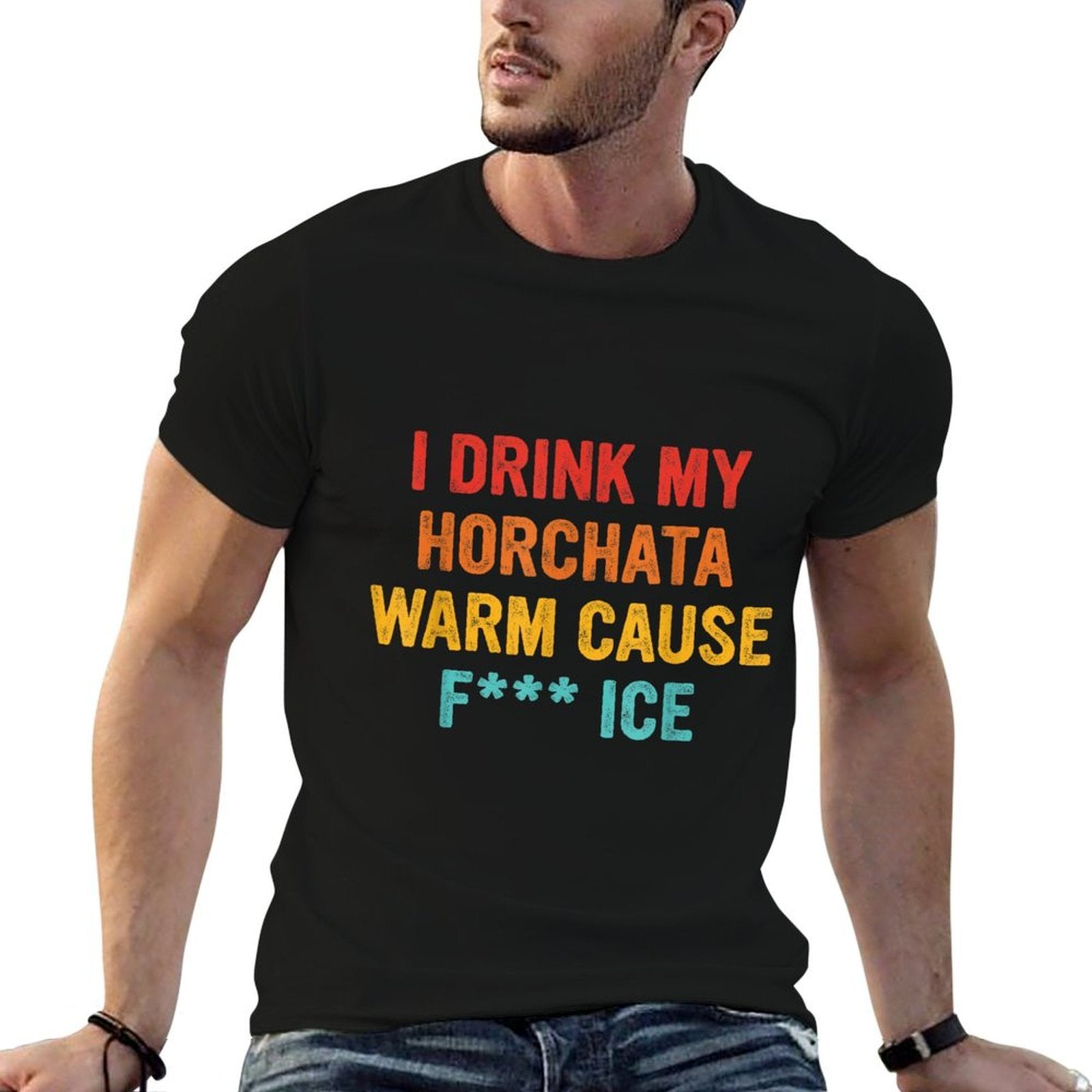 I Drink My Horchata Warm Cause Fk Ice Vintage Design  Heathered Texture T-Shirt