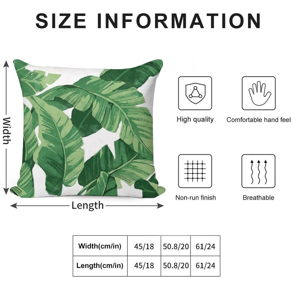 Tropical Banana Leaves II Soft Washable Throw Pillow