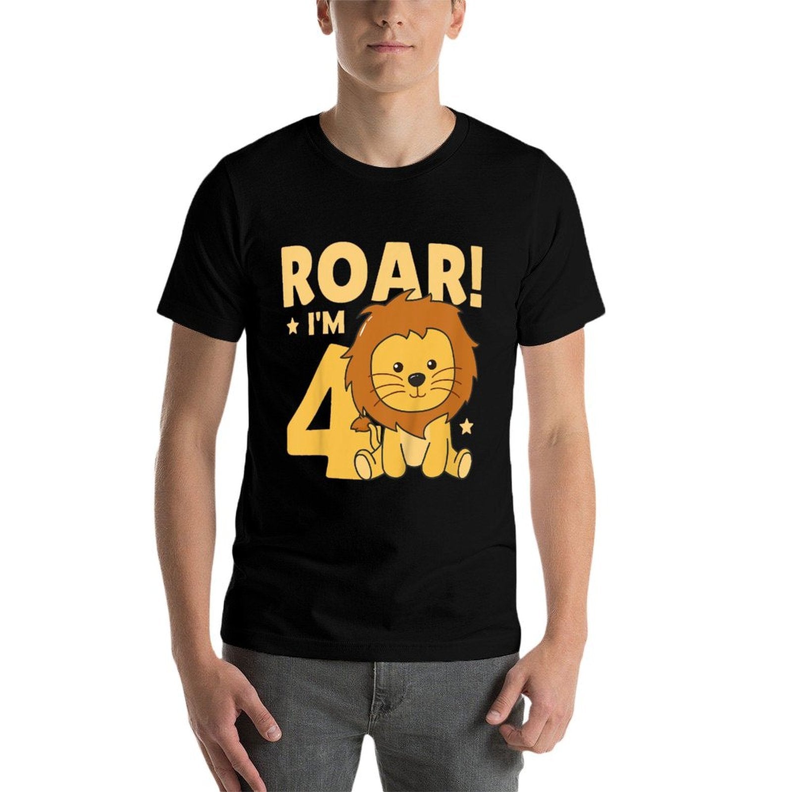 Kids Children 4th Birthday Lion 4 Years Old Young Boy Lion  Breathable T-Shirt