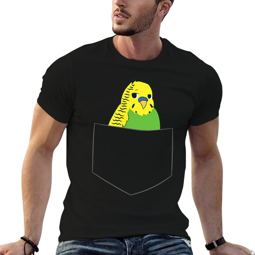 Cute Parakeet In Pocket Budgie Bird In Pocket Budgerigar  Eco-friendly Material T-Shirt