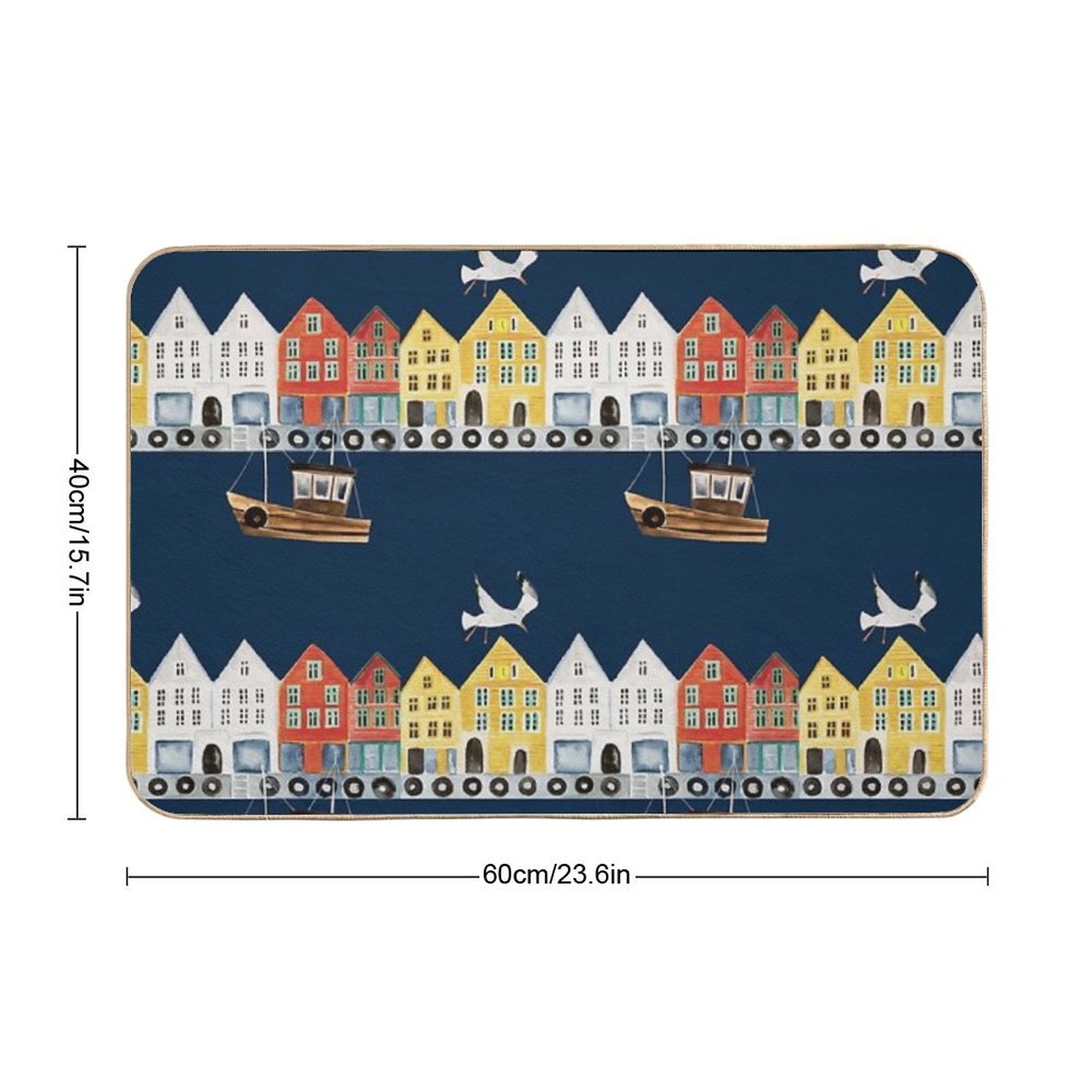 Bergen Norway Watercolor  Dirt-Trapping Bath Mat