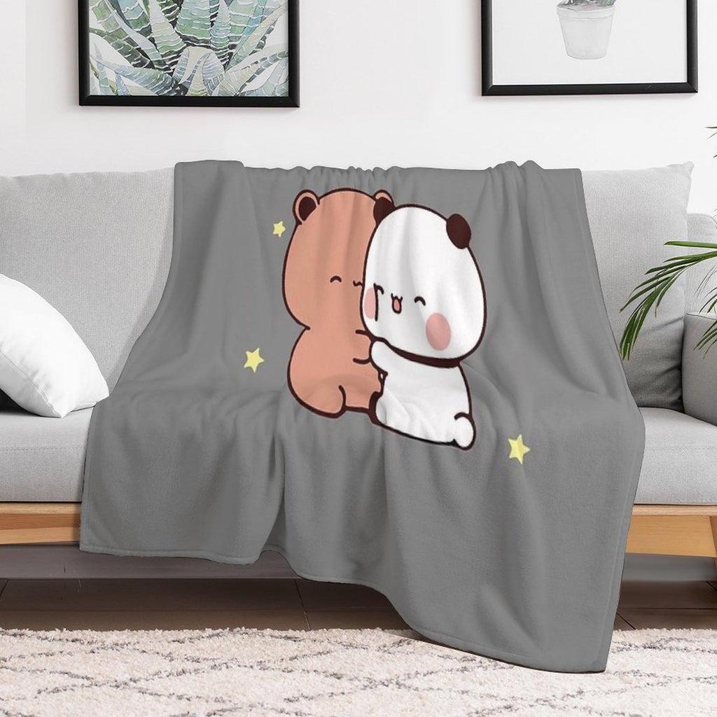 DuDu Bear And BuBu Panda’s Love❤️ Shrink-resistant Throw Blanket
