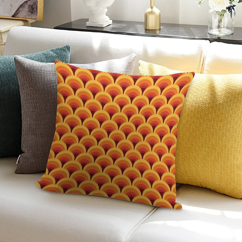 Orange Wave Gradient Retro Pattern Soft Anti-Pilling Throw Pillow