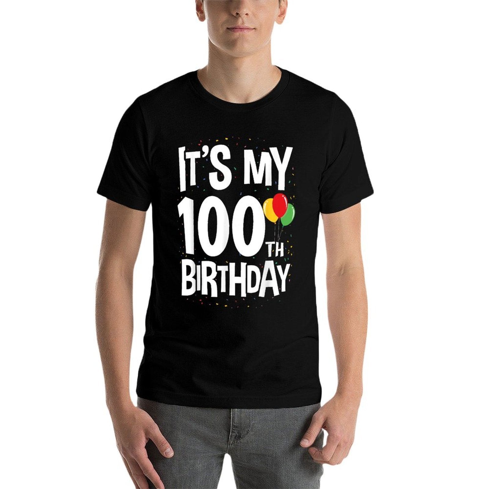 100th Birthday Gift Co. 100 Year Old Birthday - Unisex-Adults & Kids - Black - Small - - Crew Neck - Graphic Modern - Birthday  Relaxed-fit T-Shirt