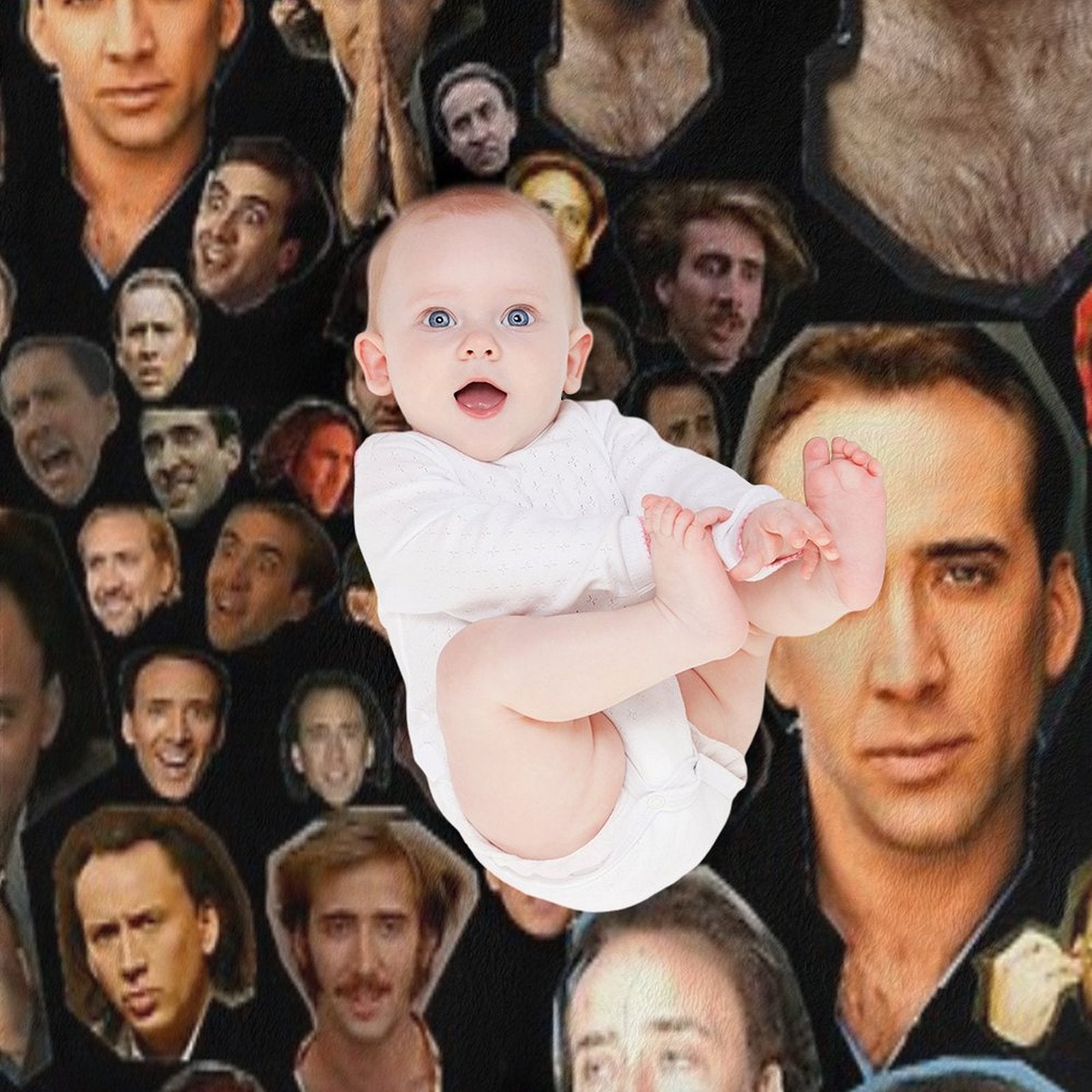 Nicholas Cage Faces Pattern - Nicolas Cage - Nick Cage - Nic Cage Faces Pattern Comfort Throw Blanket