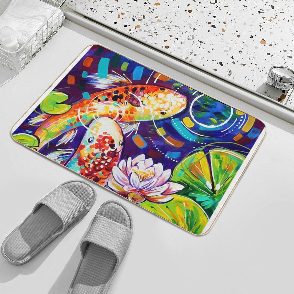 3 Koi Fish  Dirt-Trapping Bath Mat