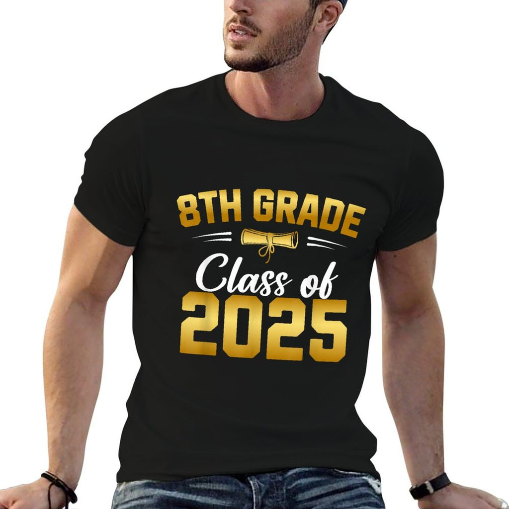 8th Grade Class of 2025 Graduate Student School Graduation  Rolled Sleeves T-Shirt
