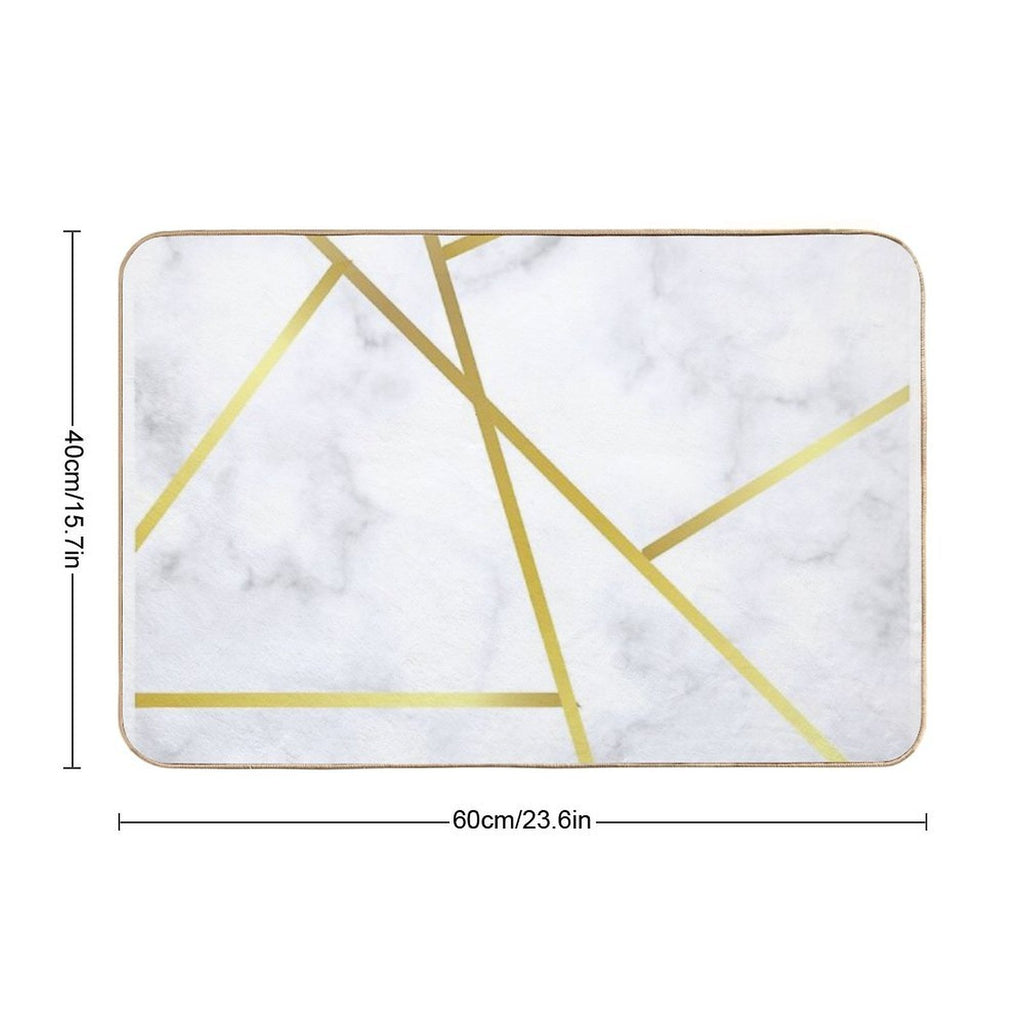 Gold Marble on White  Pet-Safe Bath Mat