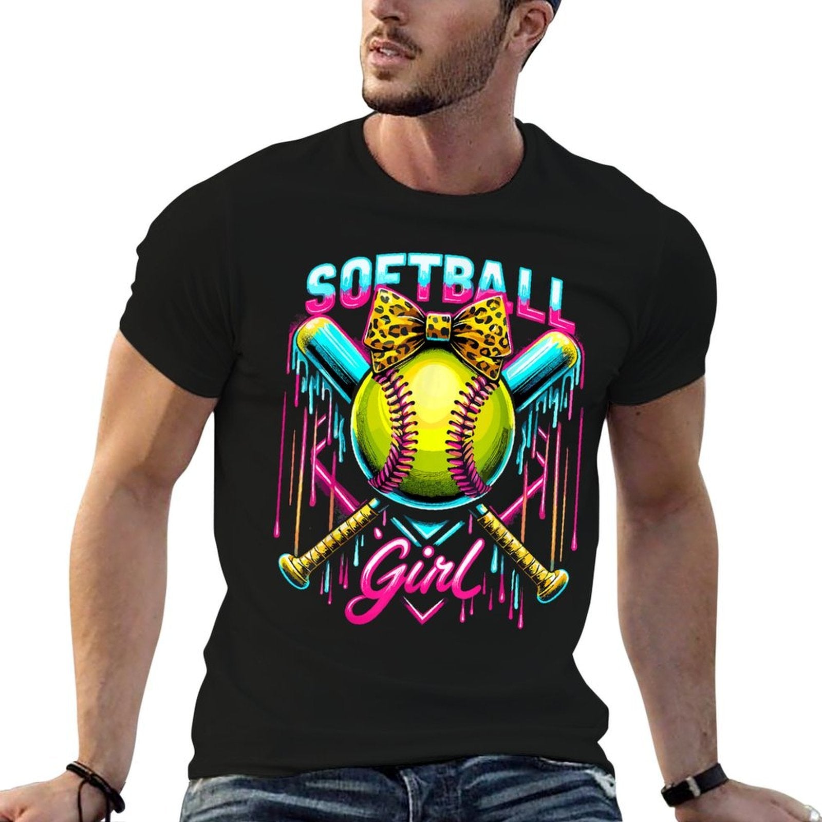Softball Player Girl Ice Cream Softball Drip  Affordable Price T-Shirt