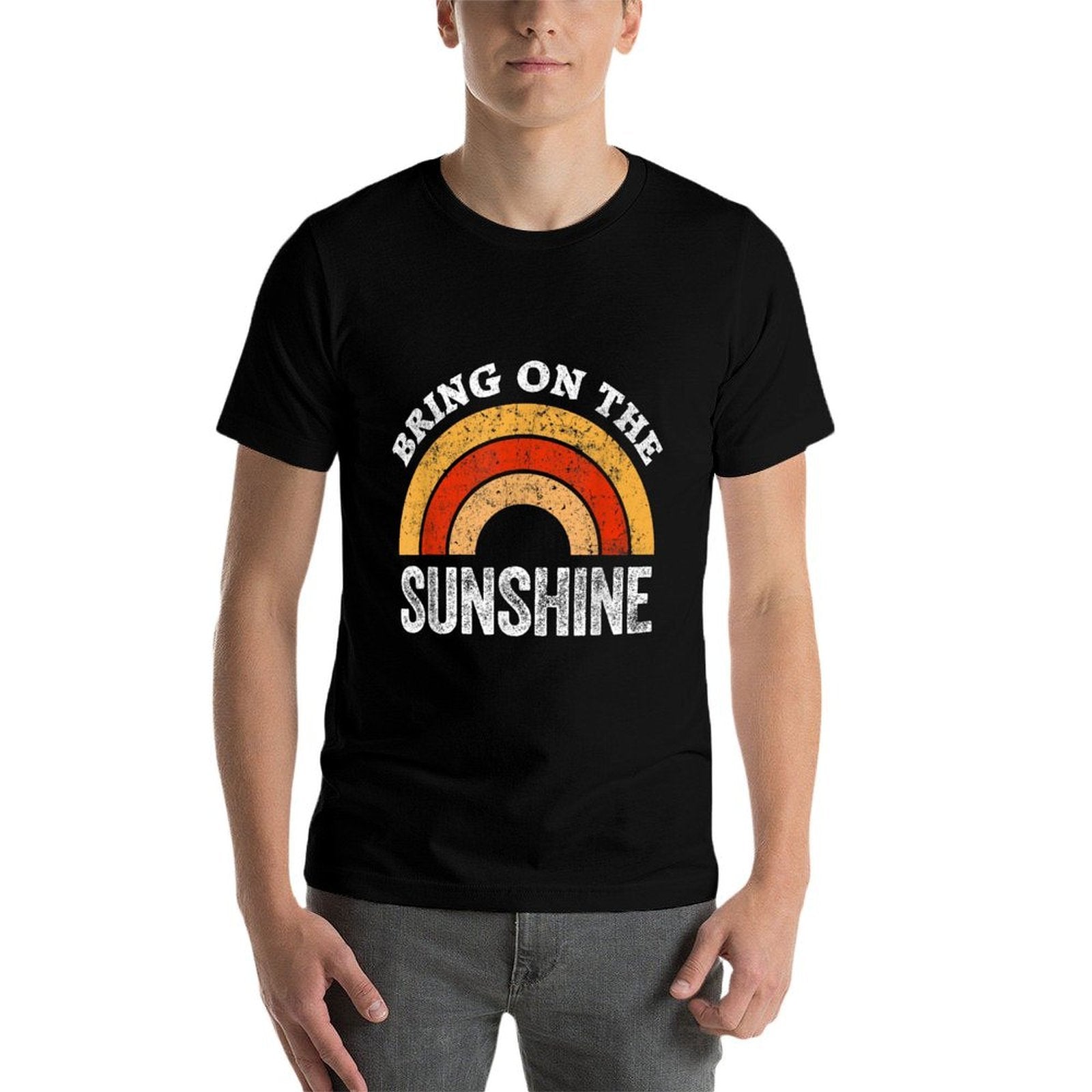 Bring On The Sunshine Vintage Rainbow Top Sunshine  Polyester Blend T-Shirt