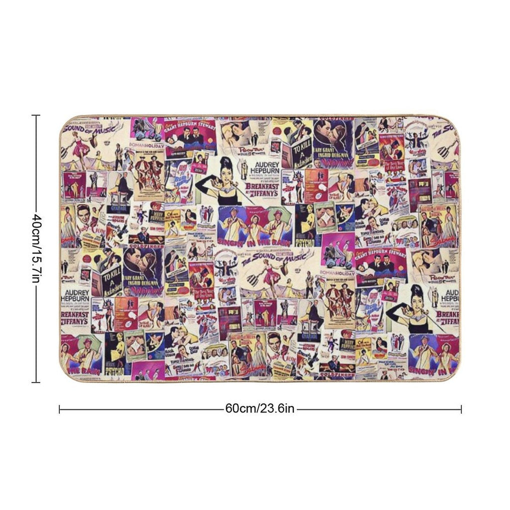 Hollywood Classics Collage  Slip-Resistant Bath Mat