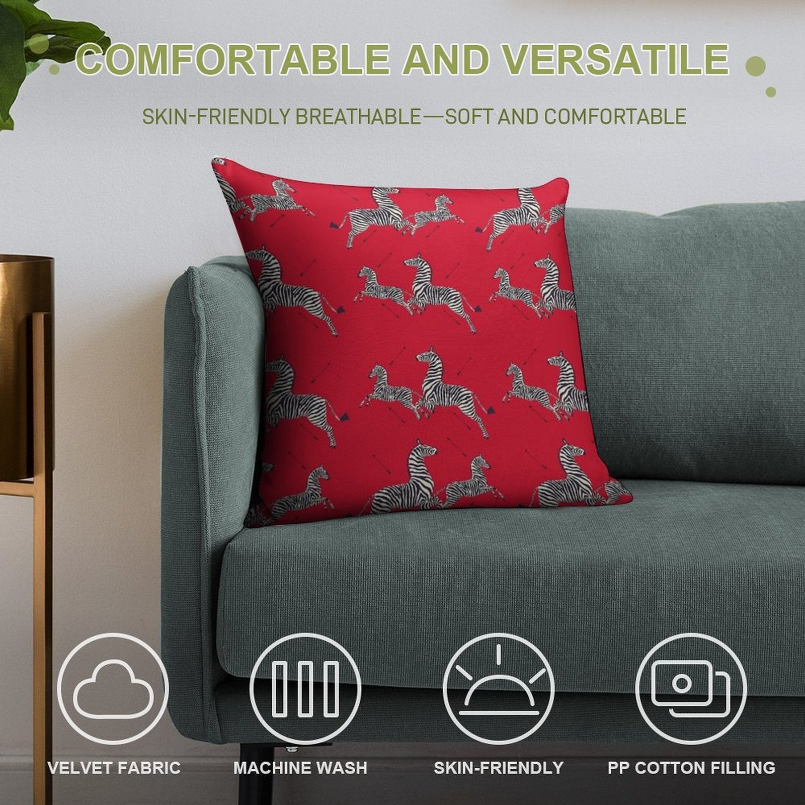 Scalamandré Zebra (red)  The Royal Tenenbaums Soft Ultra-Soft Texture Throw Pillow