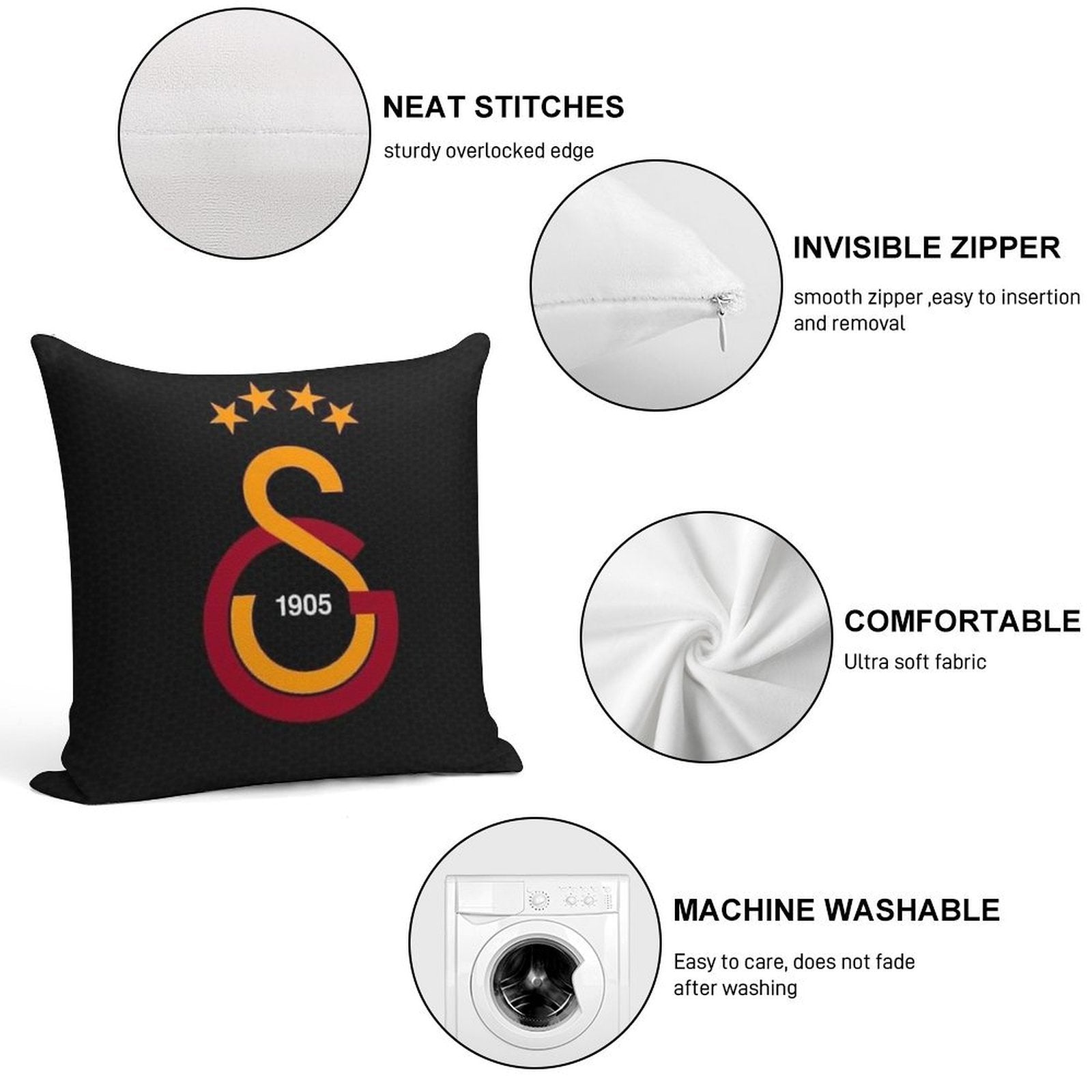 Galatasaray Soft Anti-Pilling Throw Pillow