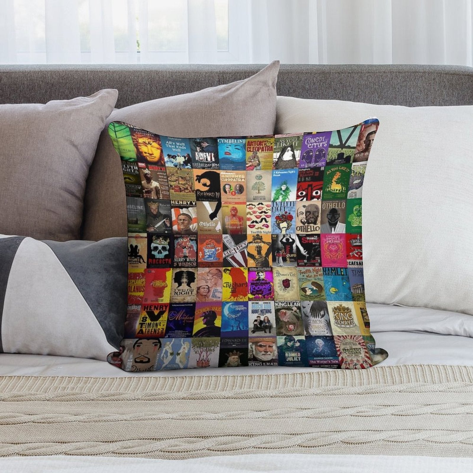 Shakespeare Plays Soft Short Plush Fabric Throw Pillow