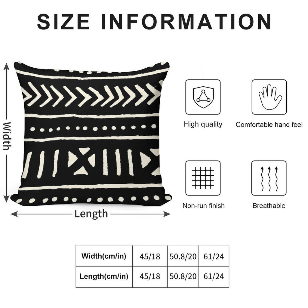African Mud Cloth Black And White Soft Ultra-Soft Texture Throw Pillow