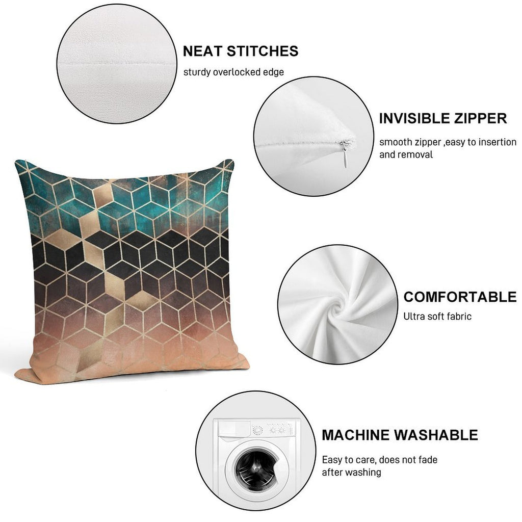 Ombre Dream Cubes Soft Ultra-Soft Texture Throw Pillow