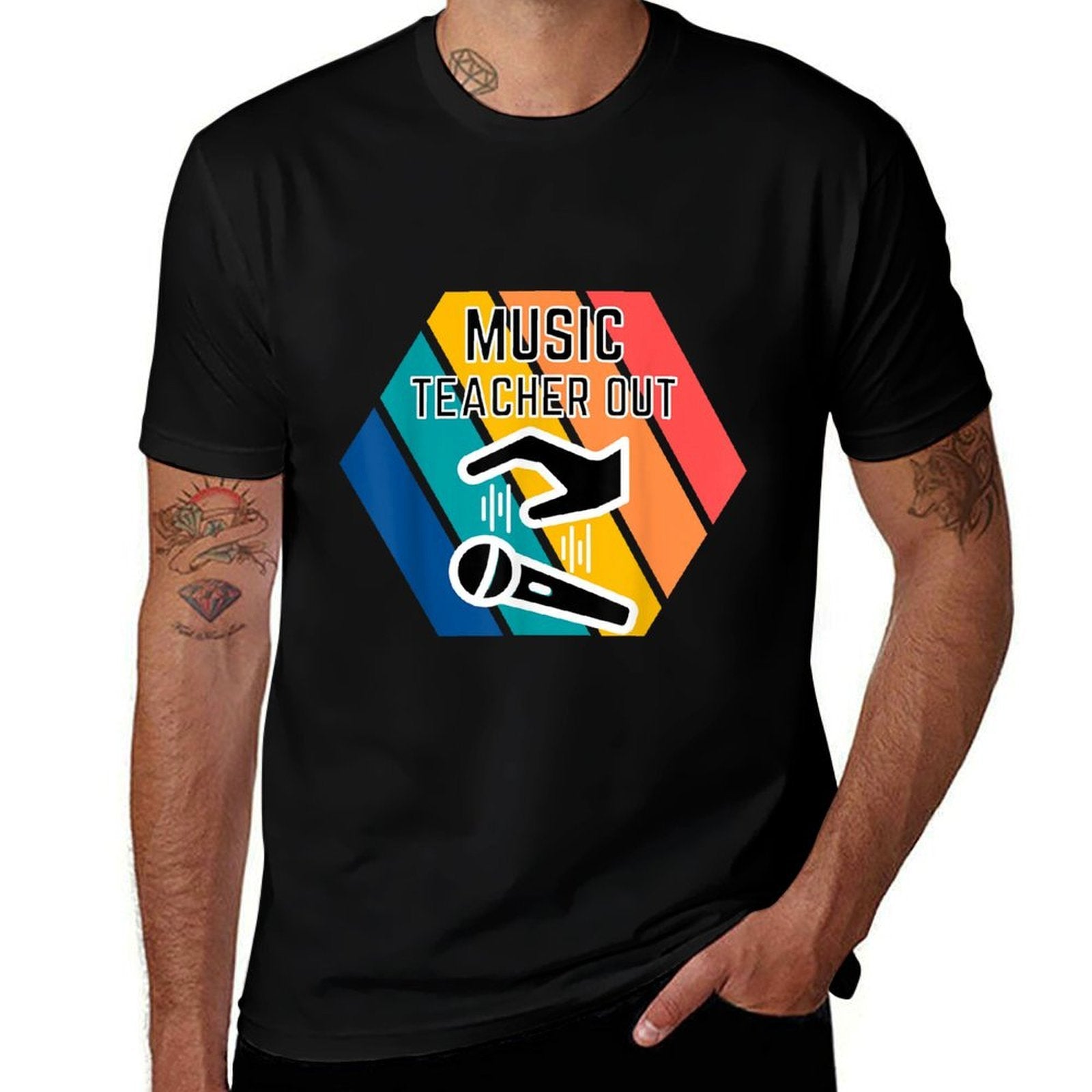Music Teacher Out Mic Drop Appreciation End of School Year  Durable T-Shirt
