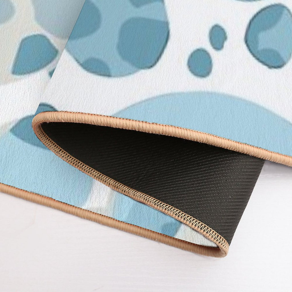 Blue And White Circular Spotted Illustration  High-Traffic Bath Mat