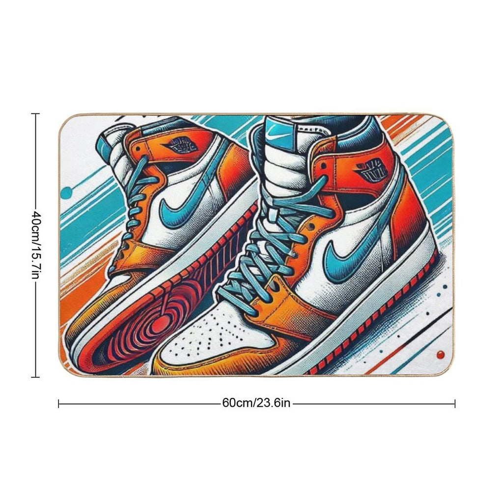 Stylized Illustration of Nike High-top Sneakers with A Vibrant Color Scheme  High-Traffic Bath Mat