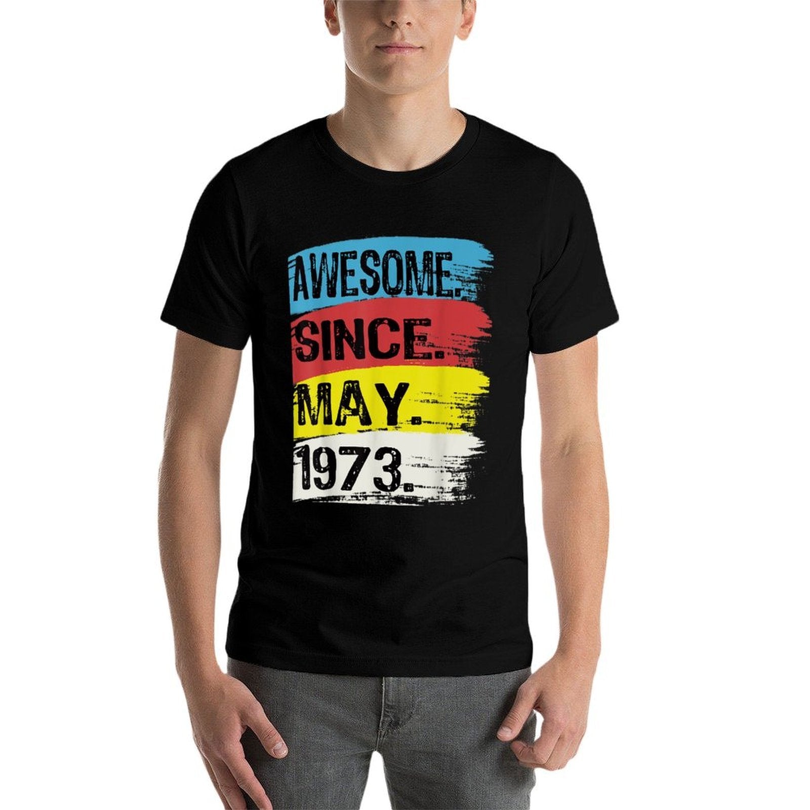 Awesome Since May 1973 Gemini Man Taurus Girl 50th Birthday  Oversized Silhouette T-Shirt