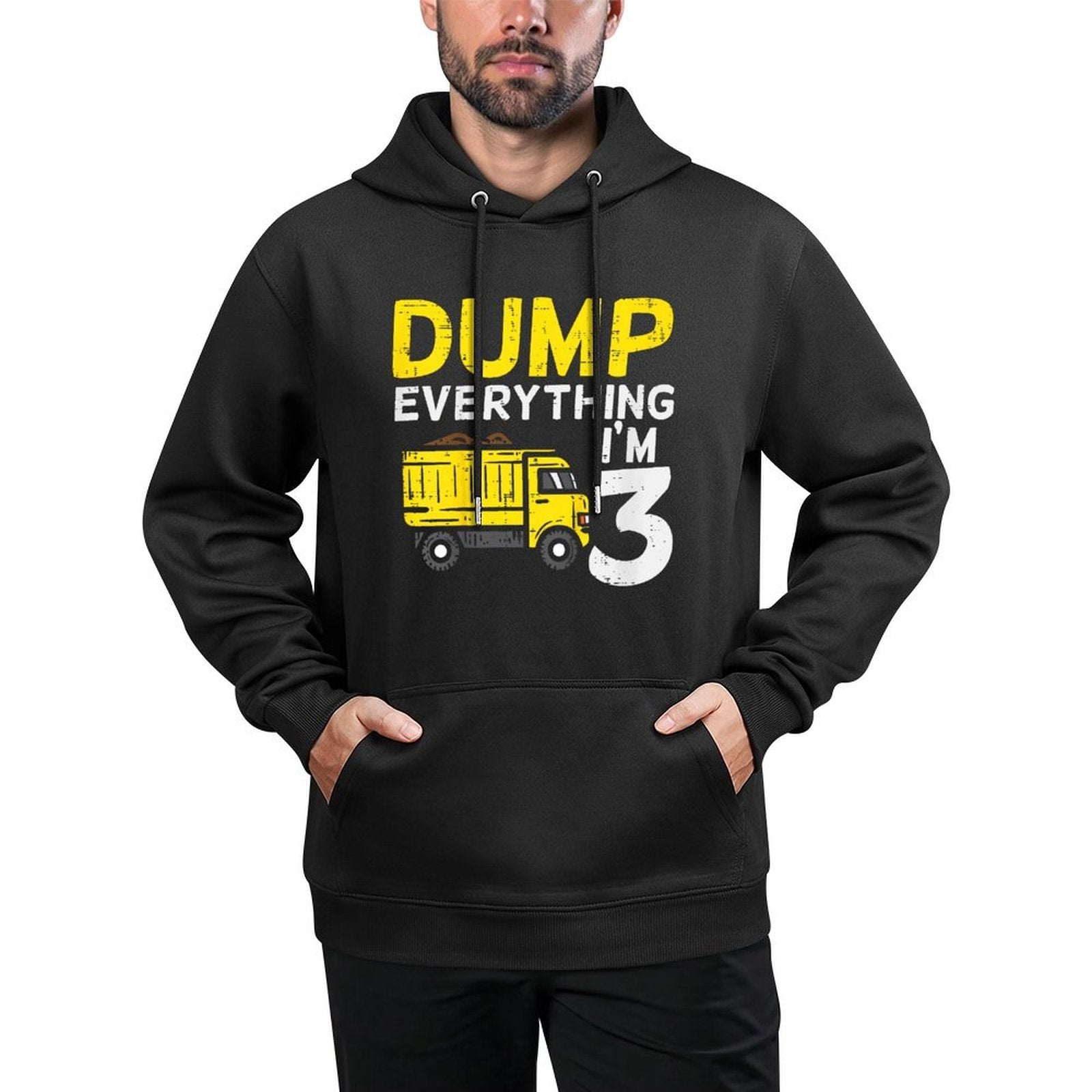 Kids Dump Everything Im 3 Truck Three Years Old 3rd Birthday Boy Machine Washable Hoodie