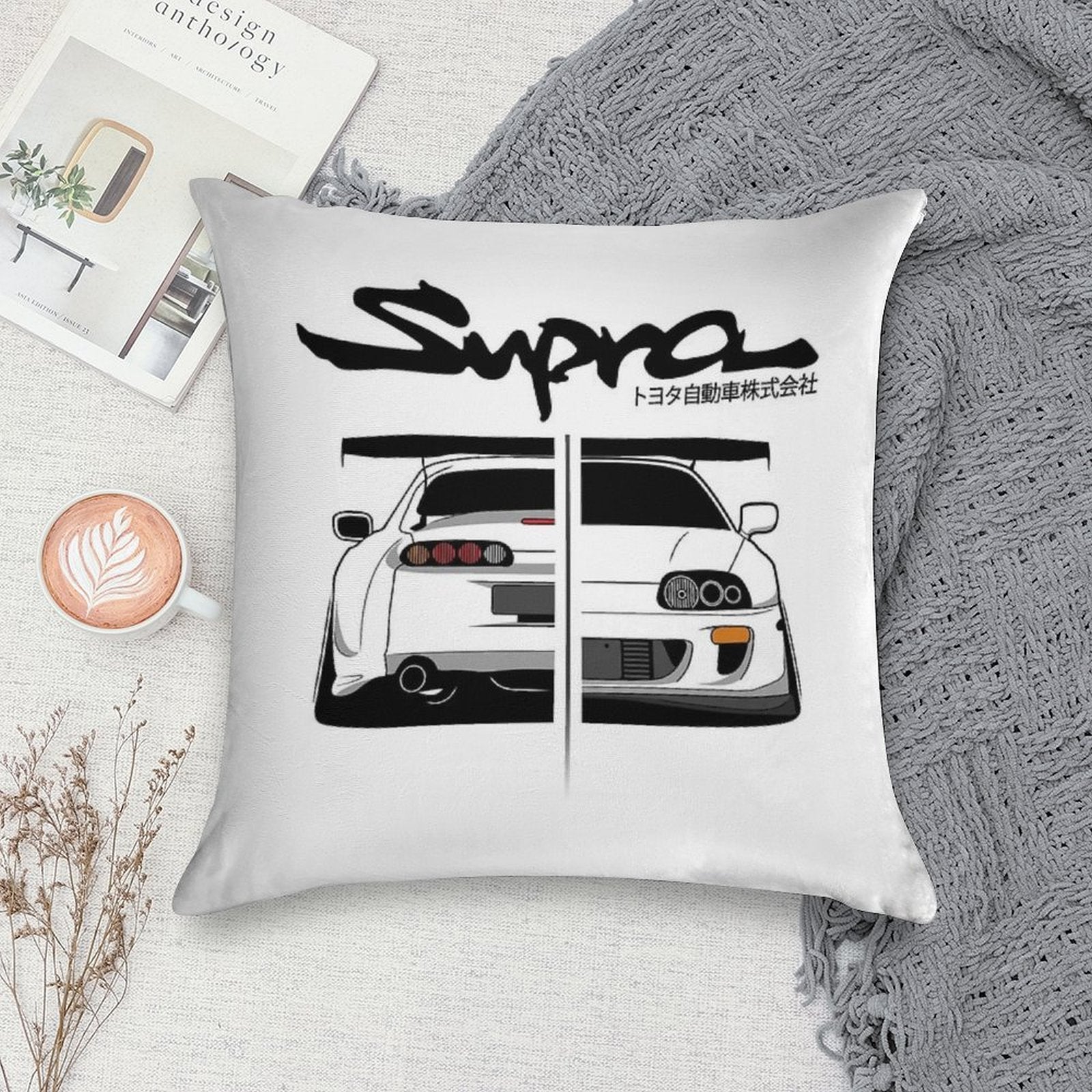 Toyota Supra MK IV - CarCorner Soft Shrink-Resistant Throw Pillow