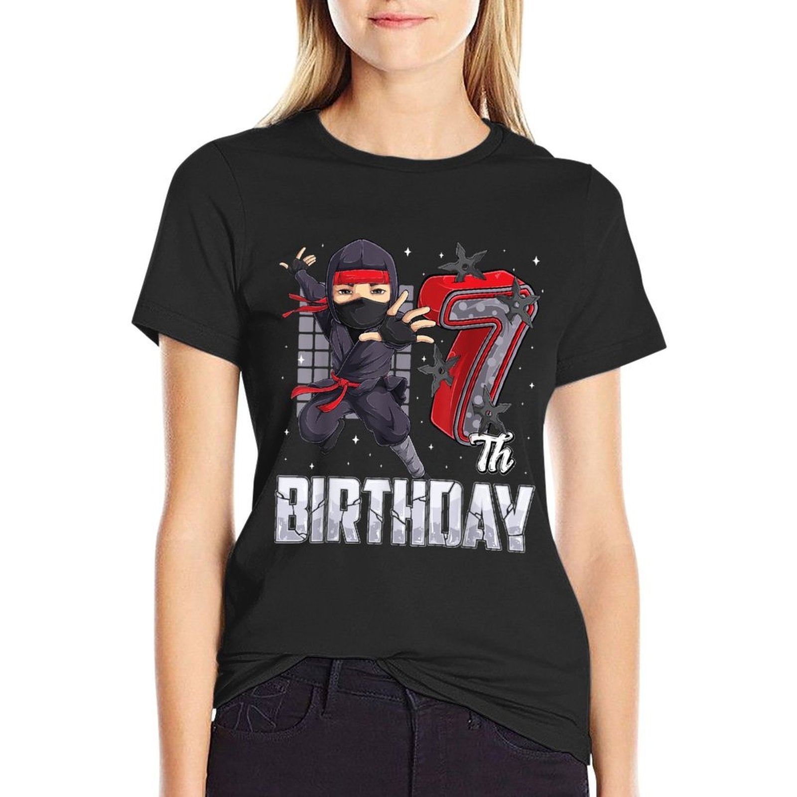 Ninja 7th Birthday Party Theme 7 Seven Year Old Kids Boys  Soft T-Shirt
