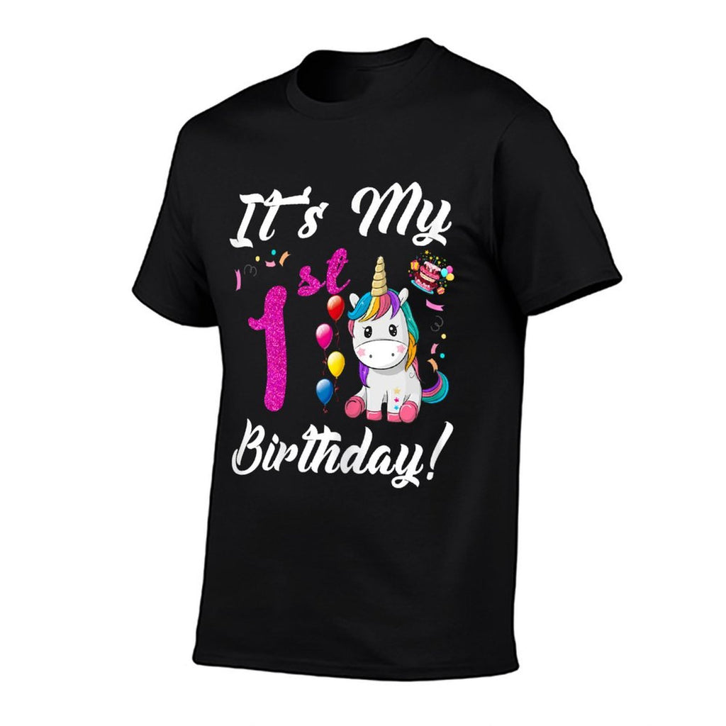 Kids It's My 1st Birthday Unicorn 1 Year Old Girls  Summer-ready Fabric T-Shirt