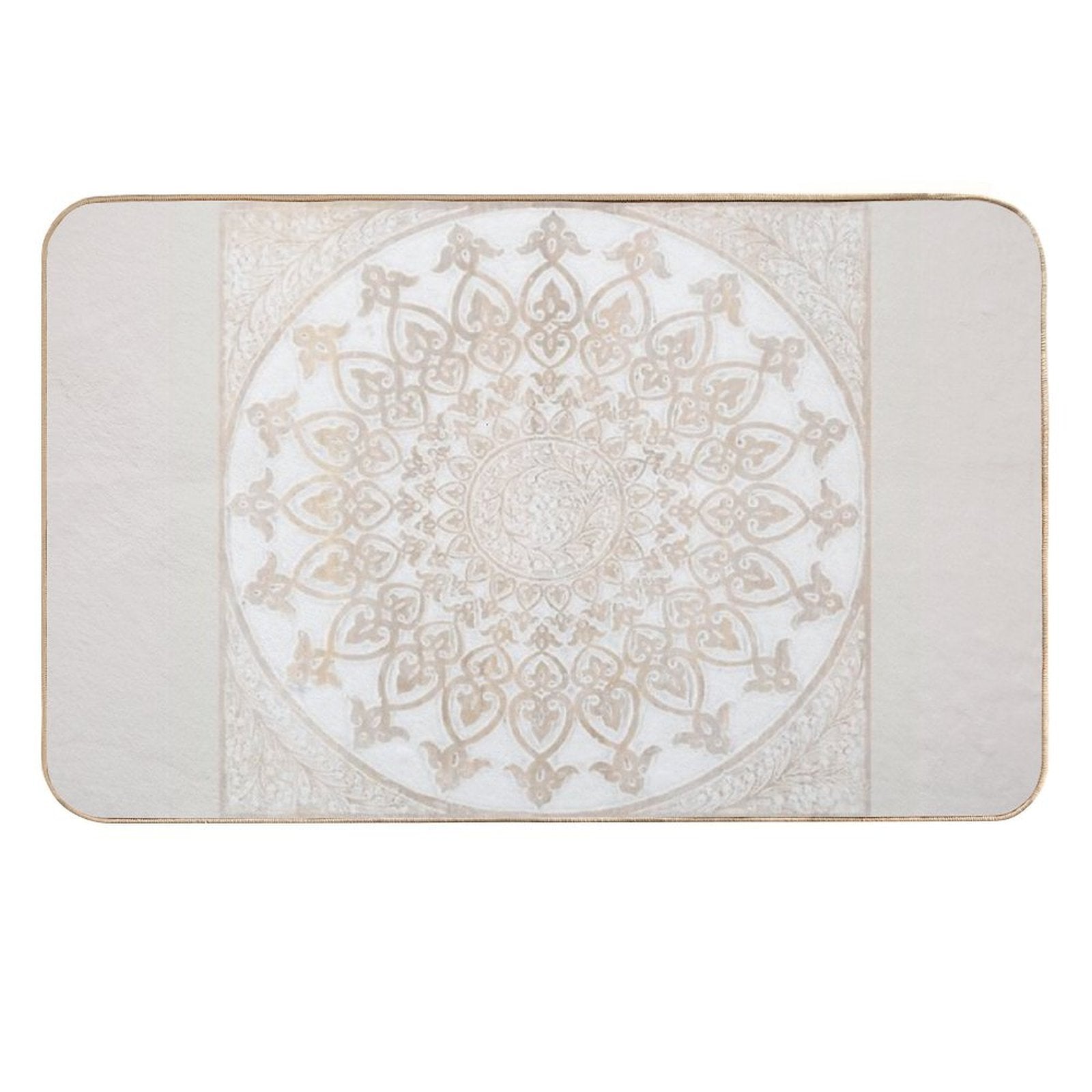 Carved Wooden Mandala Flower Geometric Design Art  Non-Slip Bath Mat