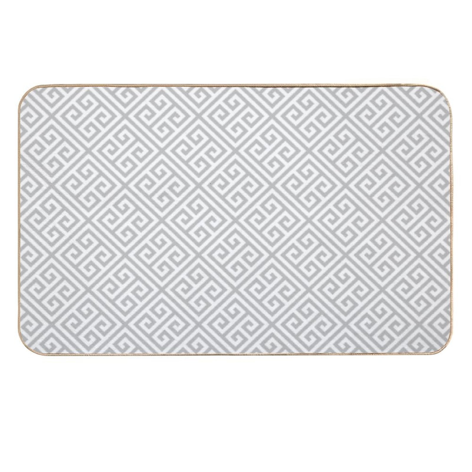 Greek Key Silver Gray And White Diagonal Pattern  Dirt-Trapping Bath Mat