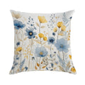 Blue And Yellow Wildflowers, Watercolour  Boho Flowers Soft Ultra-Soft Texture Throw Pillow