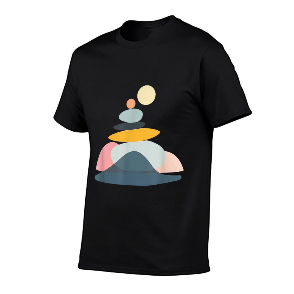 Minimalist Abstract Stacked Shapes Pastel Geometric Art  Relaxed-fit T-Shirt