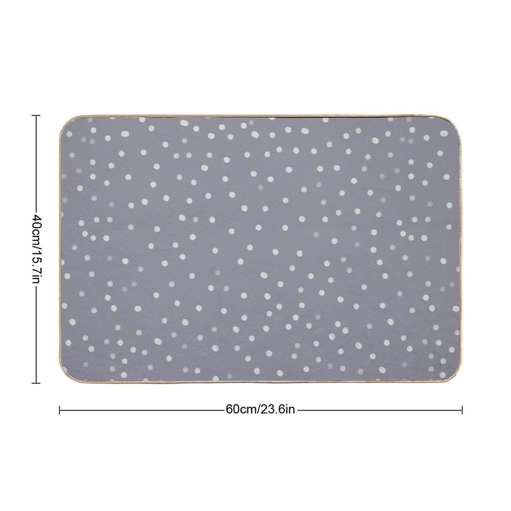 Blue Grey And White Color Polka Dots Design  Non-Slip Bath Mat