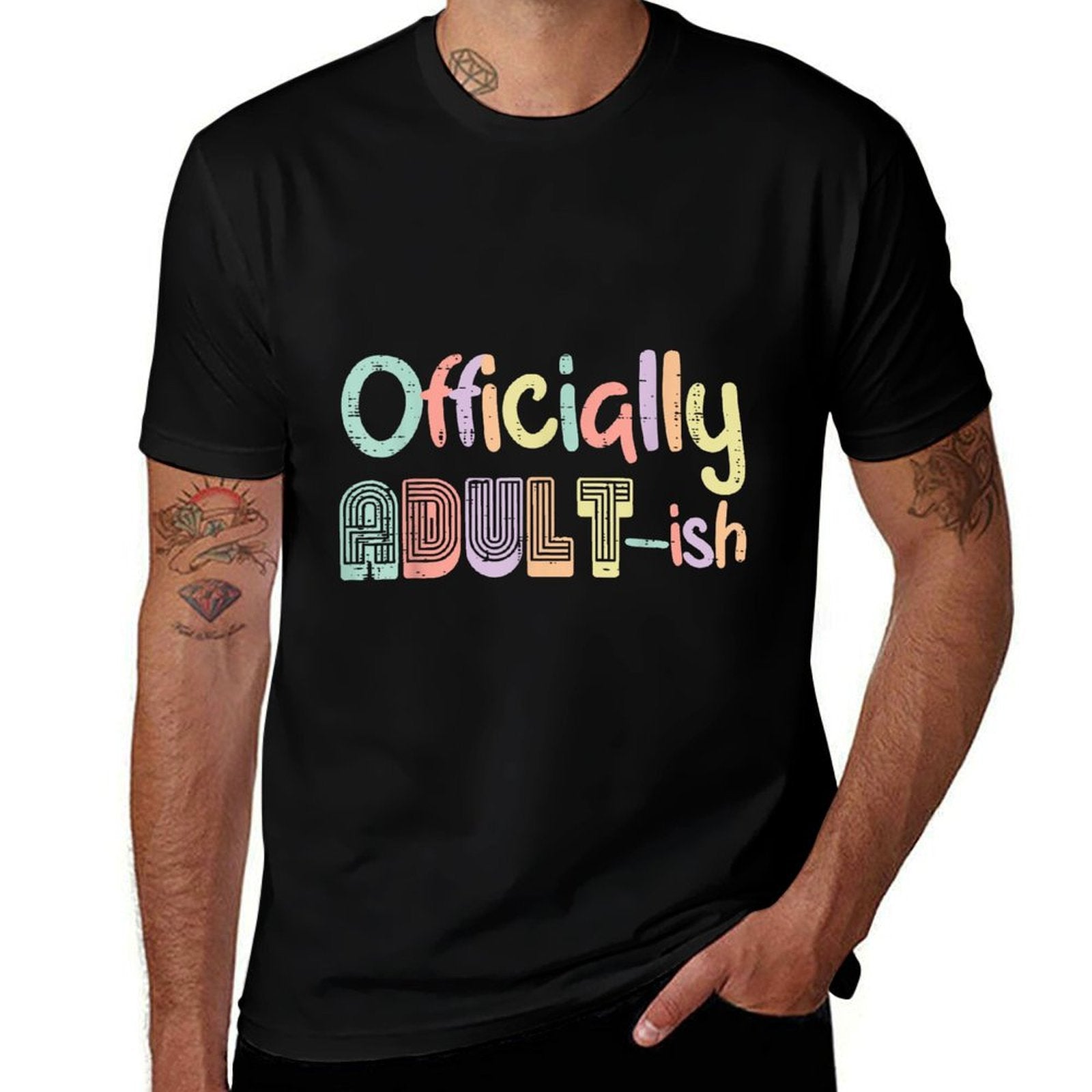 18th Birthday Officially Adultish 18 Years Old Women Men  Rolled Sleeves T-Shirt