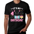 Kids Its My 4th Birthday Girl Cat Birthday 4 Year Old BDay Party  Summer-ready Fabric T-Shirt